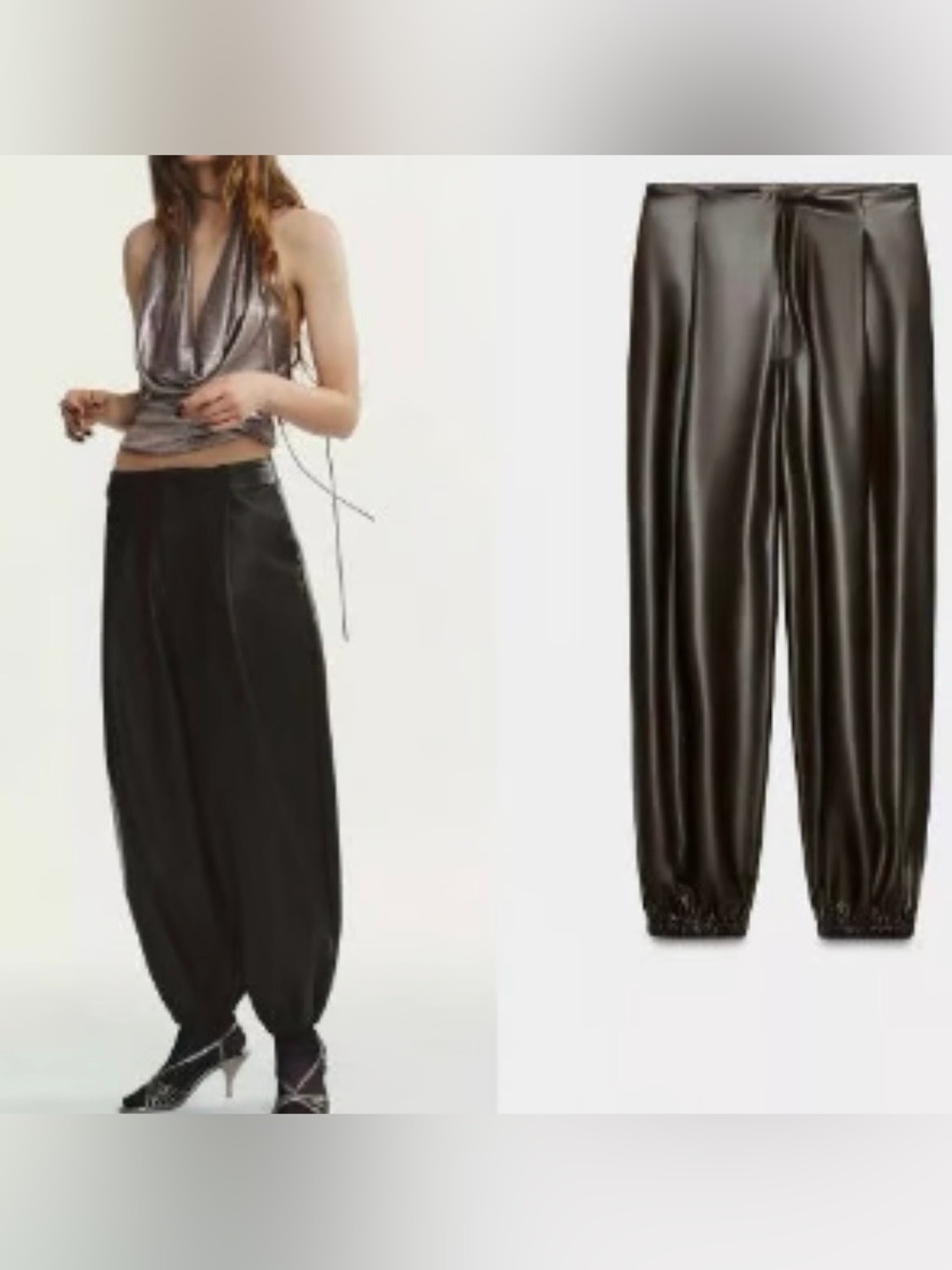 Zara  Faux-Leather joggers